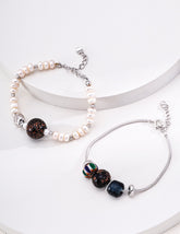 Natural Pearl & Nepalese Handmade Glass Bracelet