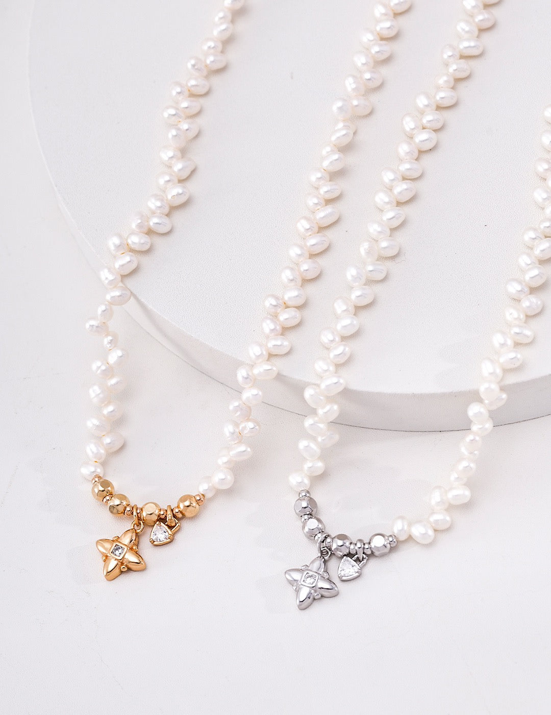 925 Sterling Silver Natural Freshwater Pearl Necklace, Dainty Choker for Women