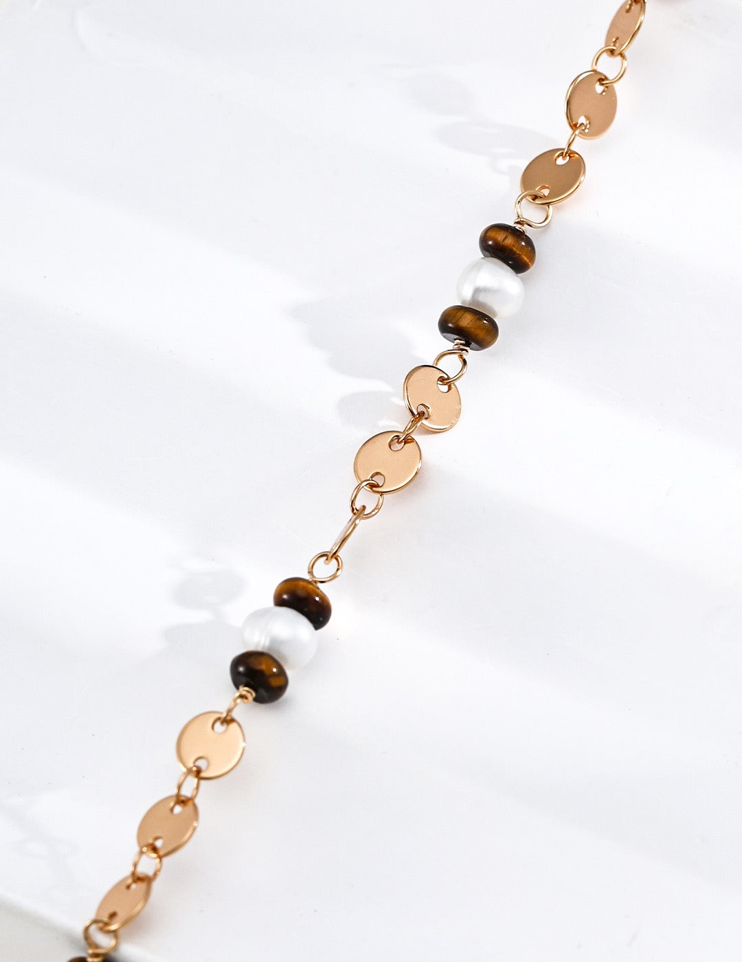 S925 Sterling‑Silver "Golden Glimpse" Tiger’s Eye & Natural Pearl Bracelet, Vintage Gold Tone