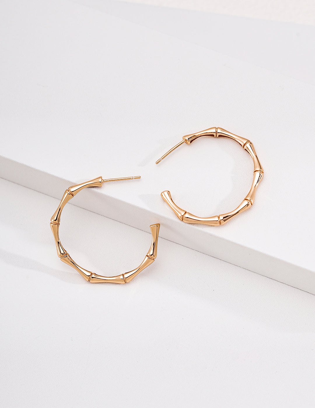 Lightweight Bamboo Hoop Earrings | S925 Sterling Silver | Hypoallergenic Vintage Hoops