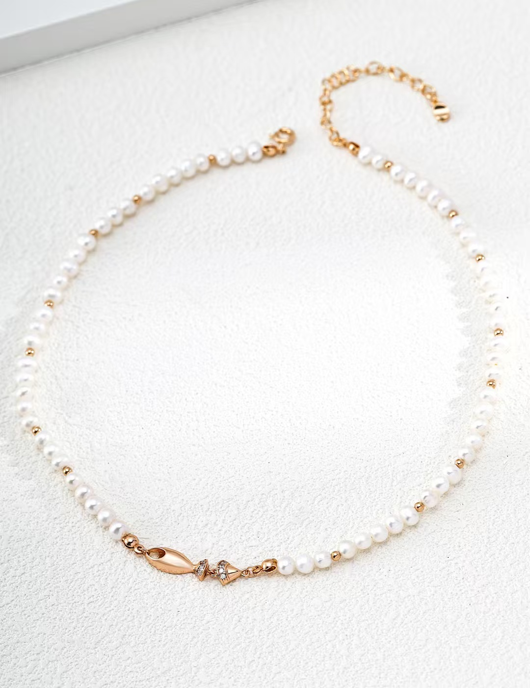 Necklace with Natural Pearls and Sparkling Zircon Stones