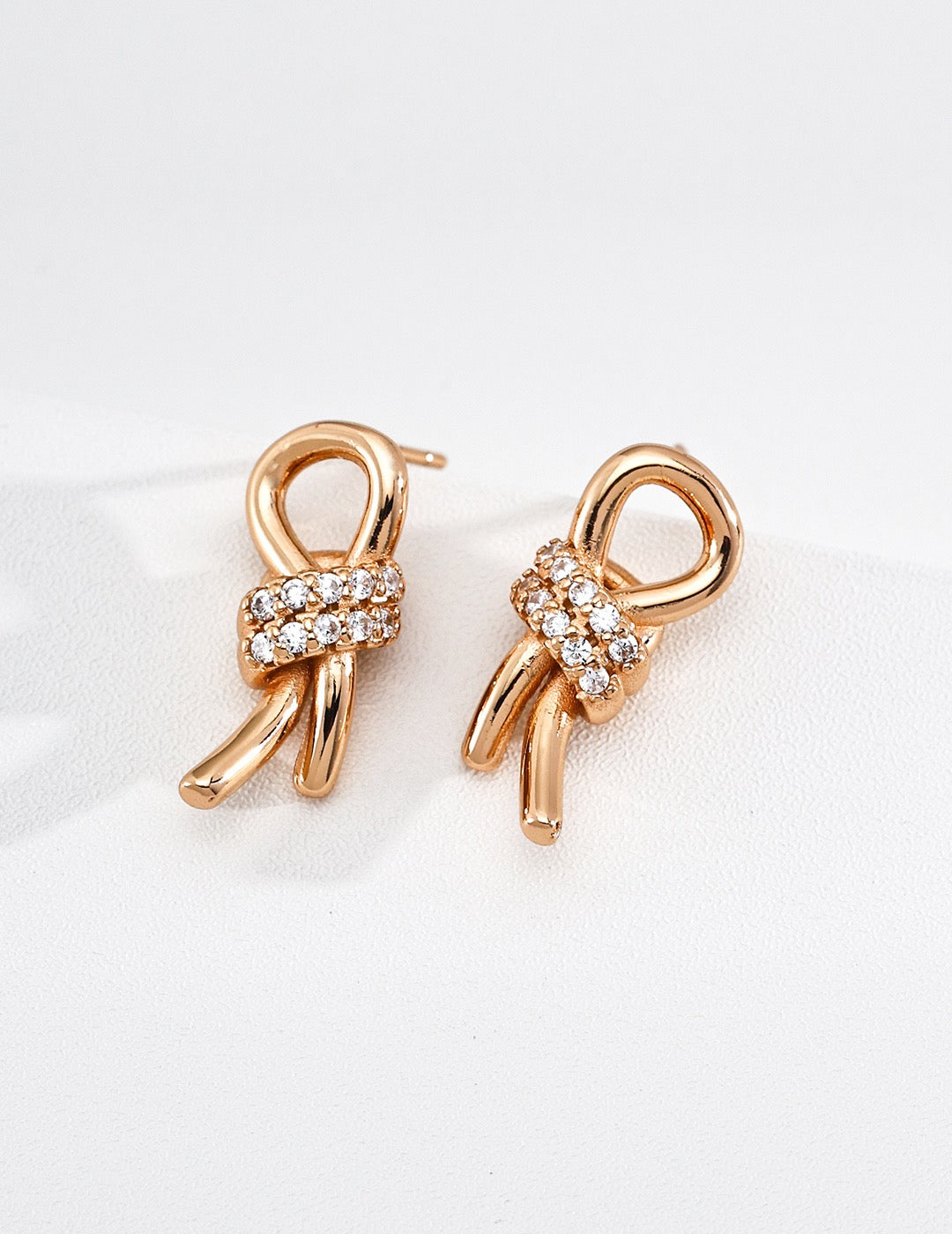 Vintage Zircon Stud Earrings in S925 Silver, Ins Knot Minimalist Luxury Design