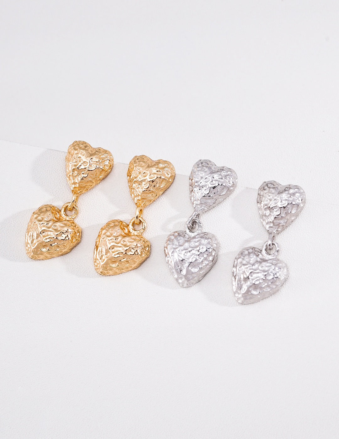 S925 Sterling‑Silver Vintage Matte Heart Earrings