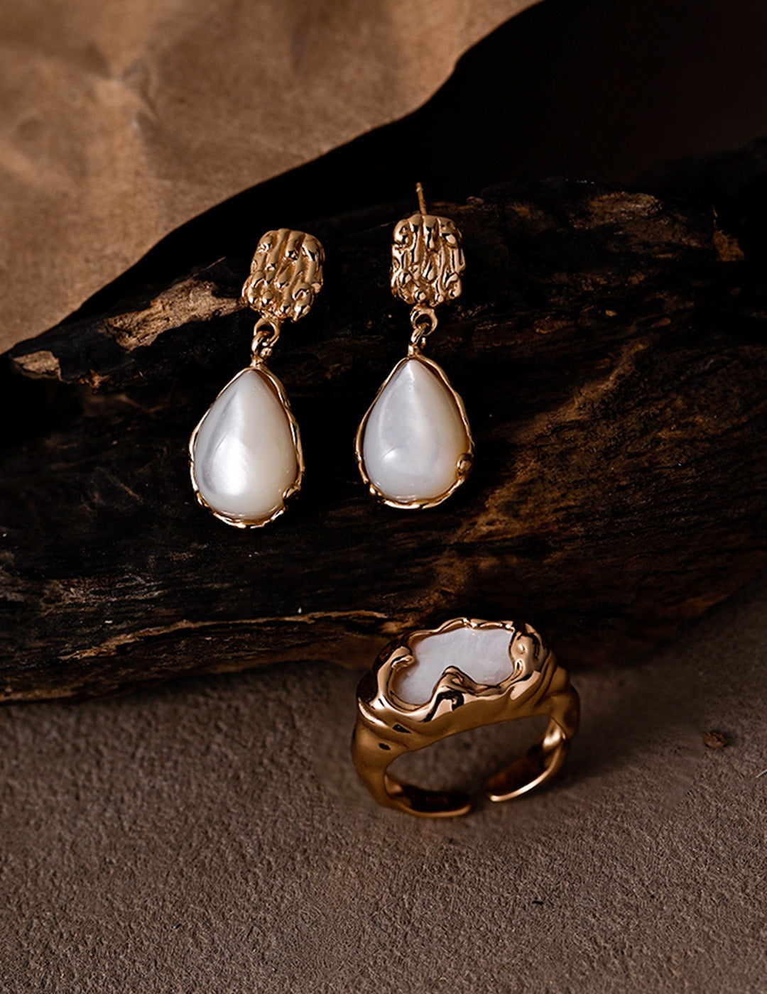 Lava Breath Collection · Irregular Textured Natural Mother‑of‑Pearl Jewelry