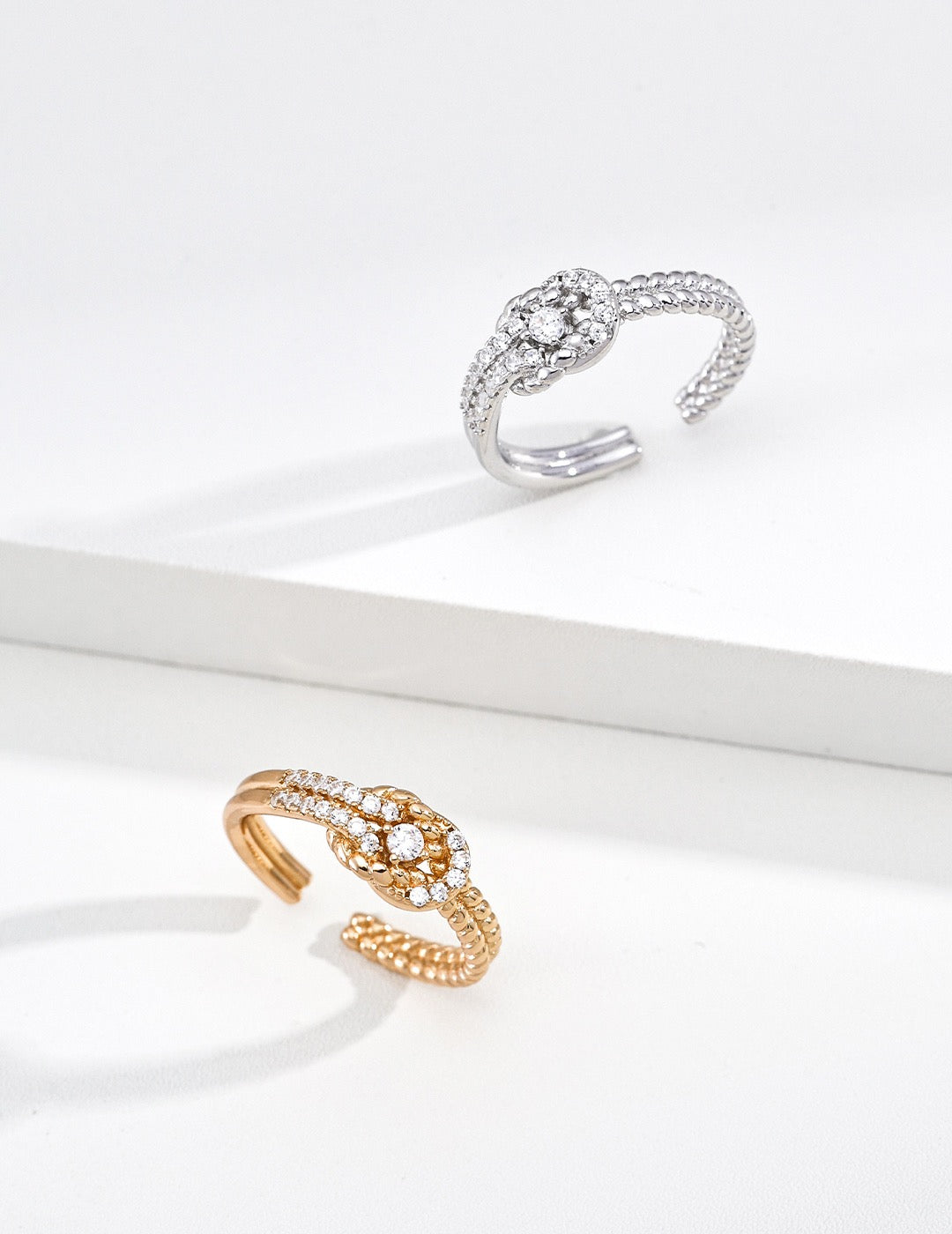 S925 Sterling Silver Snake Shape Cubic Zirconia Open Adjustable Ring