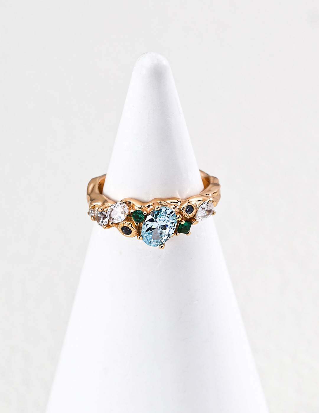 Forest Heartbeat Ring with Sparkling Cubic Zirconia Stones