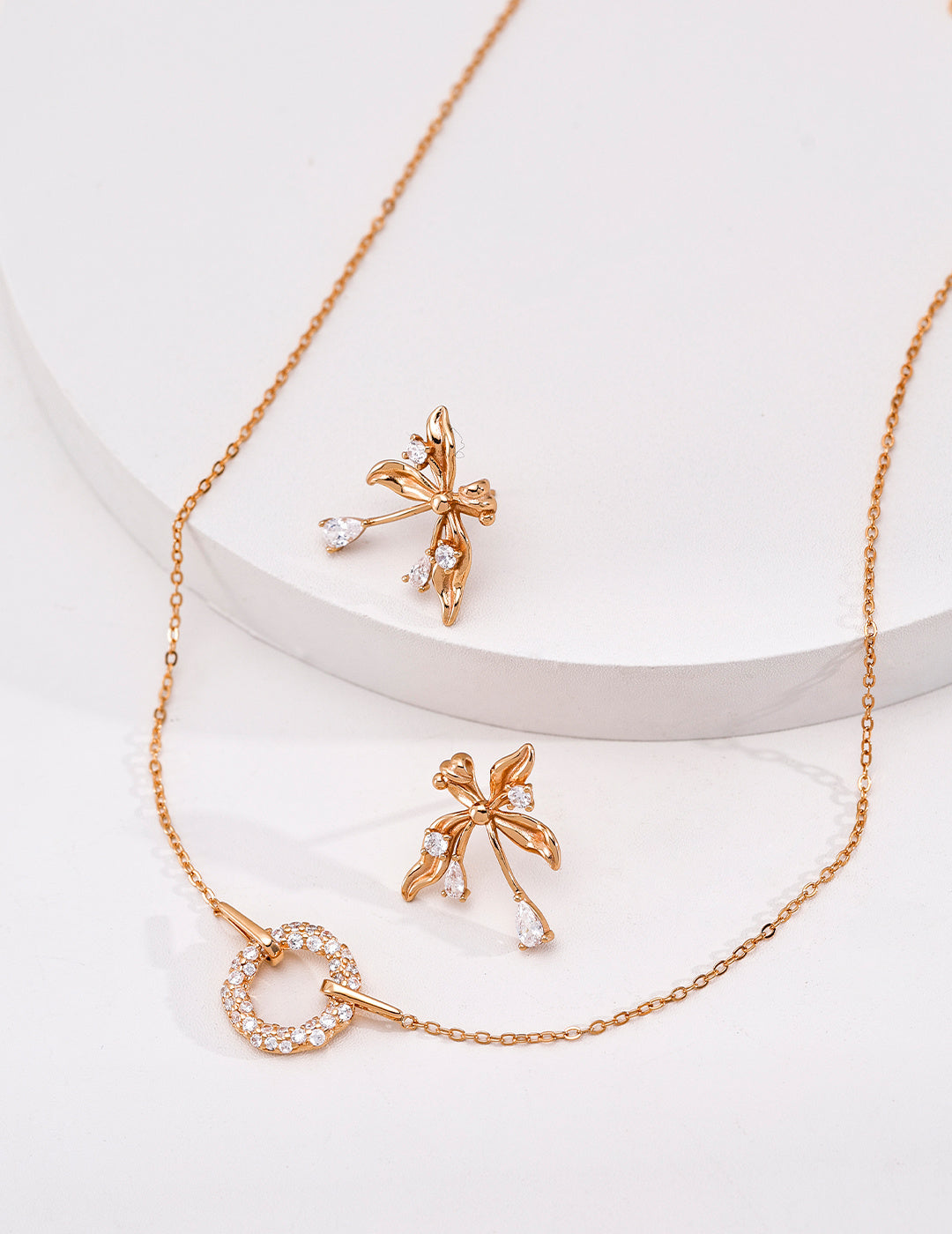 Hollow Circle CZ Pendant Necklace, Silver Tone / Vintage Gold, Minimalist Dainty Jewelry