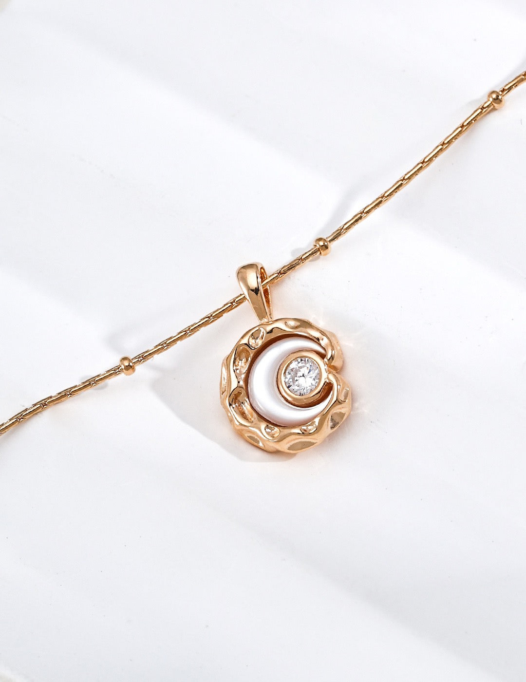 S925 Sterling‑Silver Moon‑Star Mother‑of‑Pearl Necklace, Night‑Sky Themed Choker