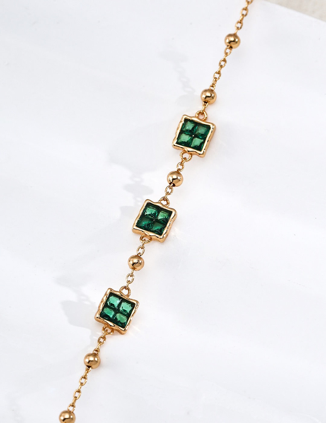 S925 Sterling‑Silver Minimalist Square‑Spliced Cubic Zirconia Bracelet