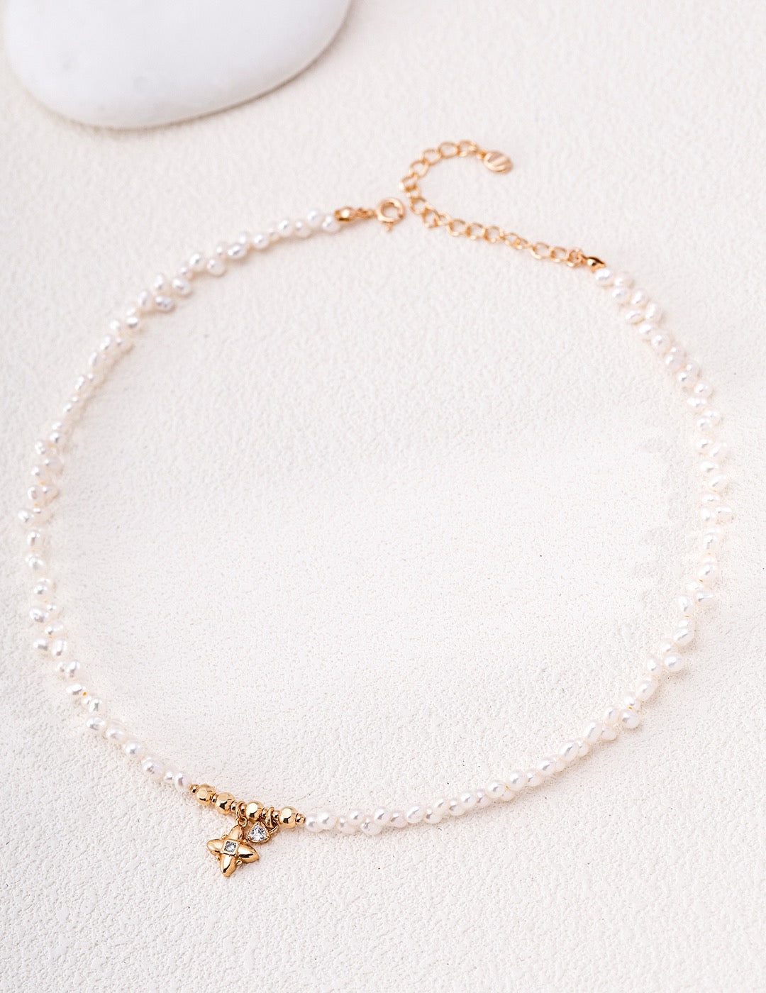 925 Sterling Silver Natural Freshwater Pearl Necklace, Dainty Choker for Women