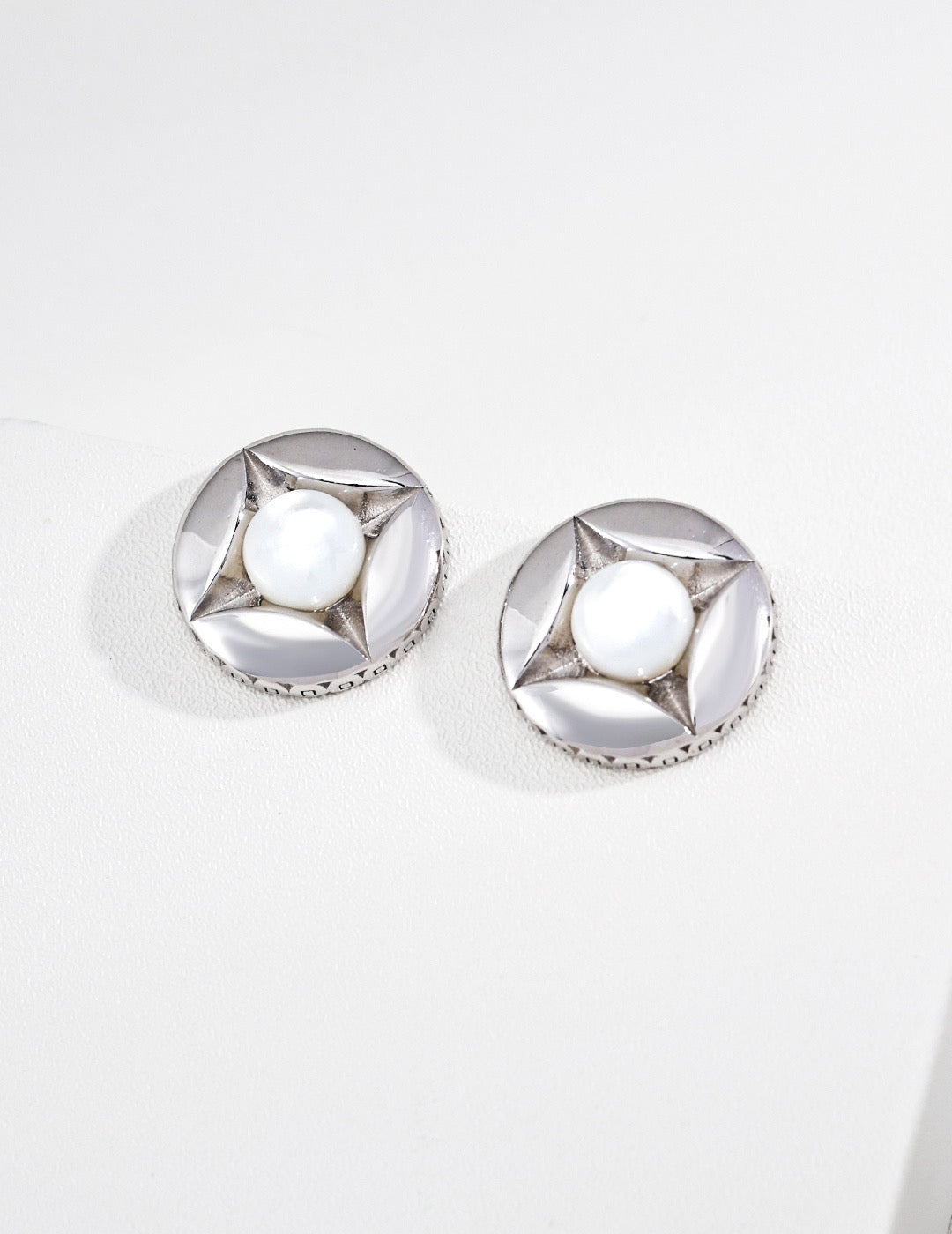Vintage Four Pointed Star Amethyst Stud Earrings, Gold Plated Solid S925 Silver, Retro Round Gemstone Studs