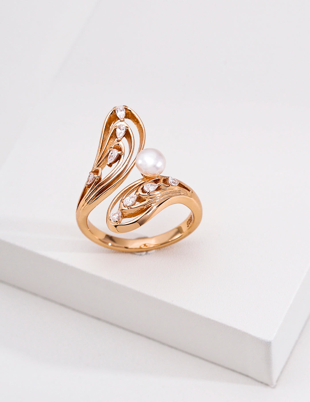 Butterfly Cocoon Pearl Open Ring | S925 Silver Adjustable Zircon Ring