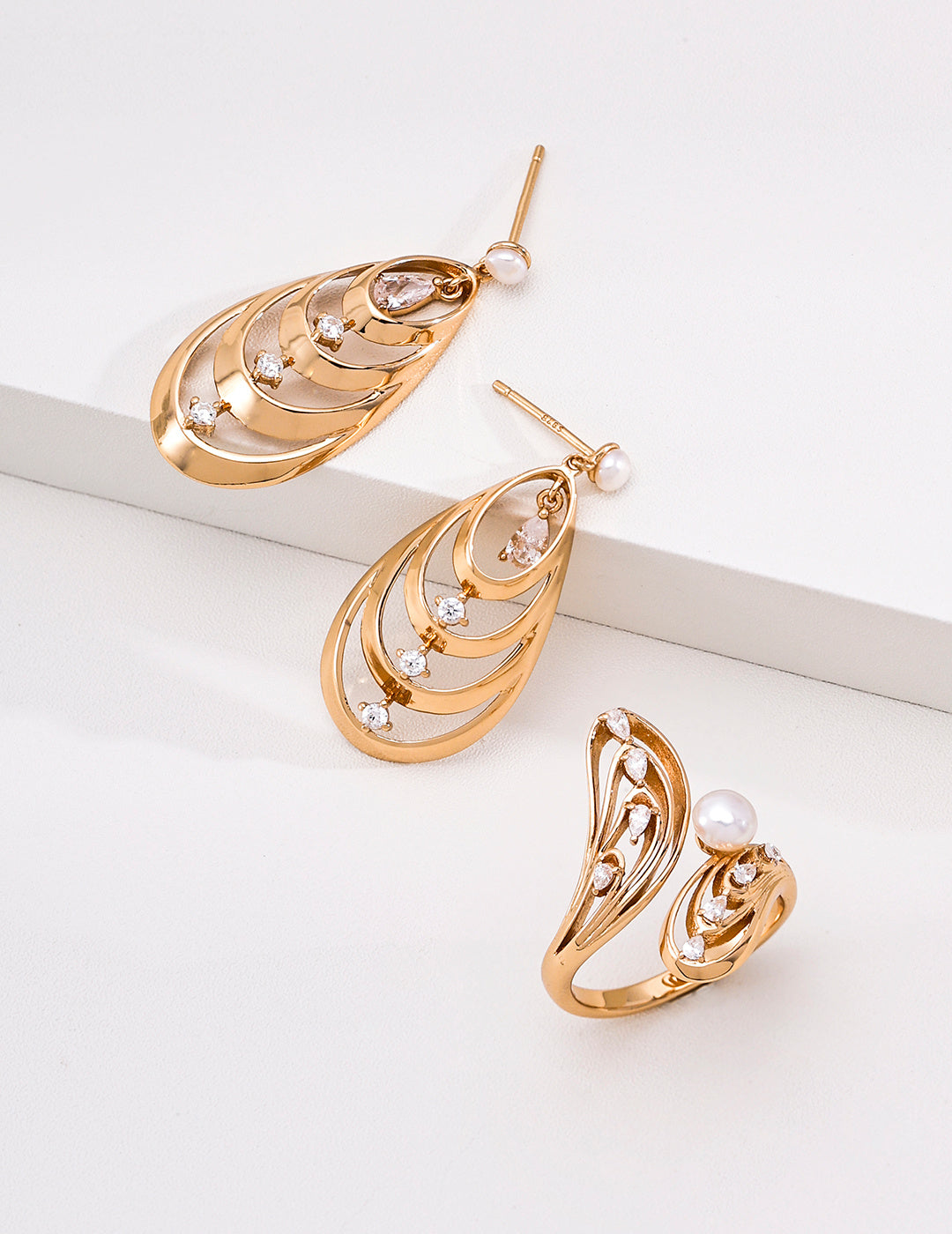 Butterfly Cocoon Pearl Open Ring | S925 Silver Adjustable Zircon Ring