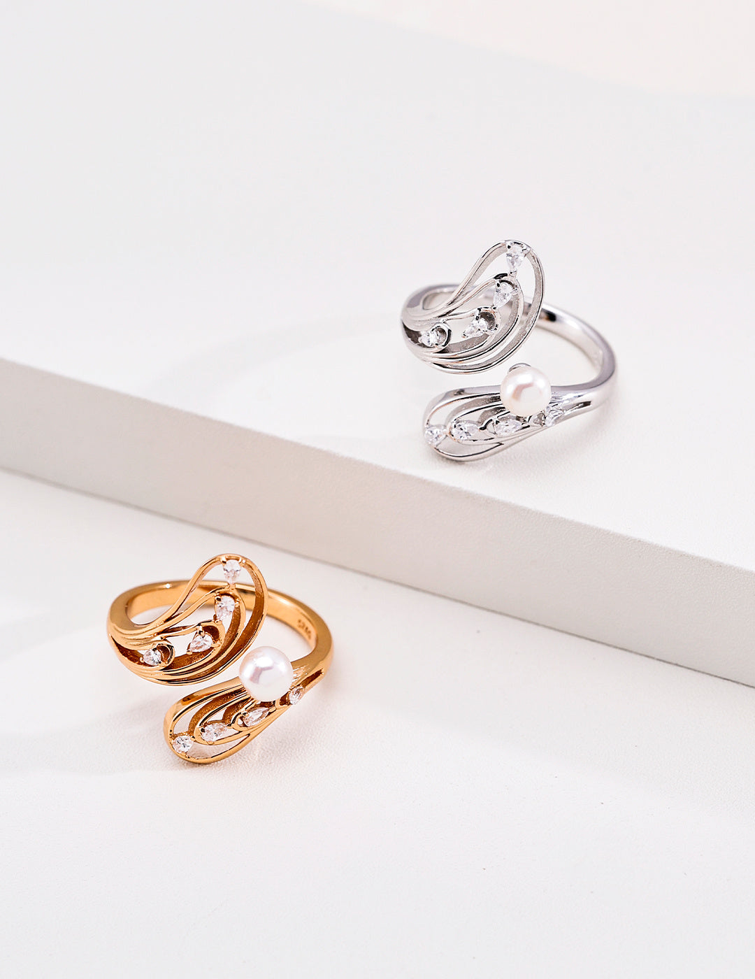 Butterfly Cocoon Pearl Open Ring | S925 Silver Adjustable Zircon Ring