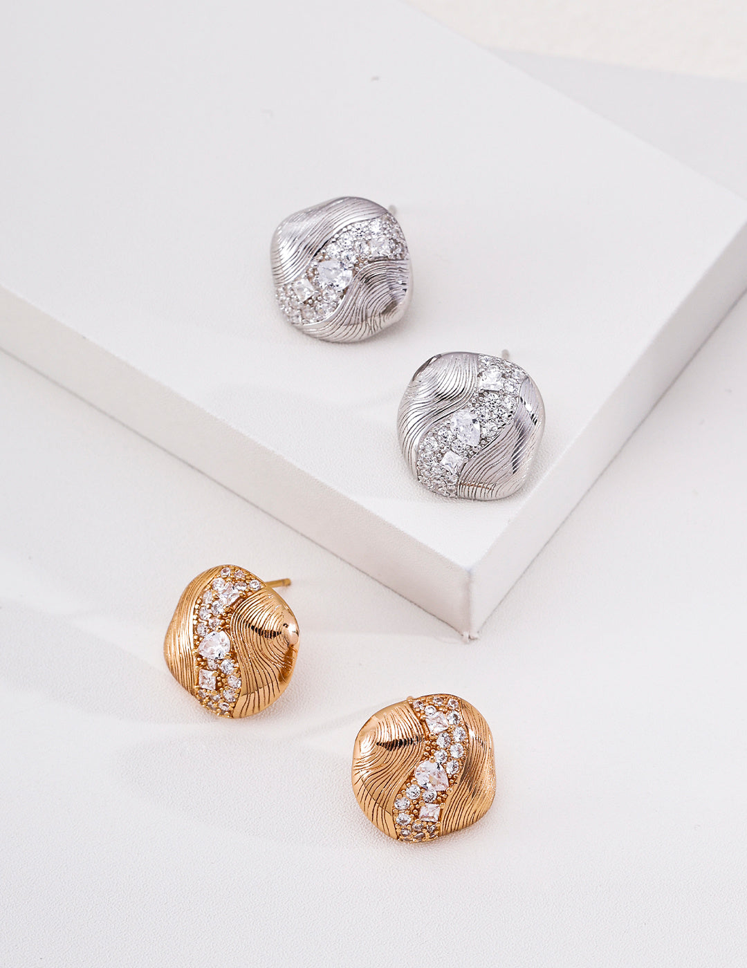 Square Box Lock Gold Grain Zircon Huggie Earrings | S925 Sterling Silver Pavé CZ Square Lock Hoops, Vintage Geometric Lock Ear Buckles for Women