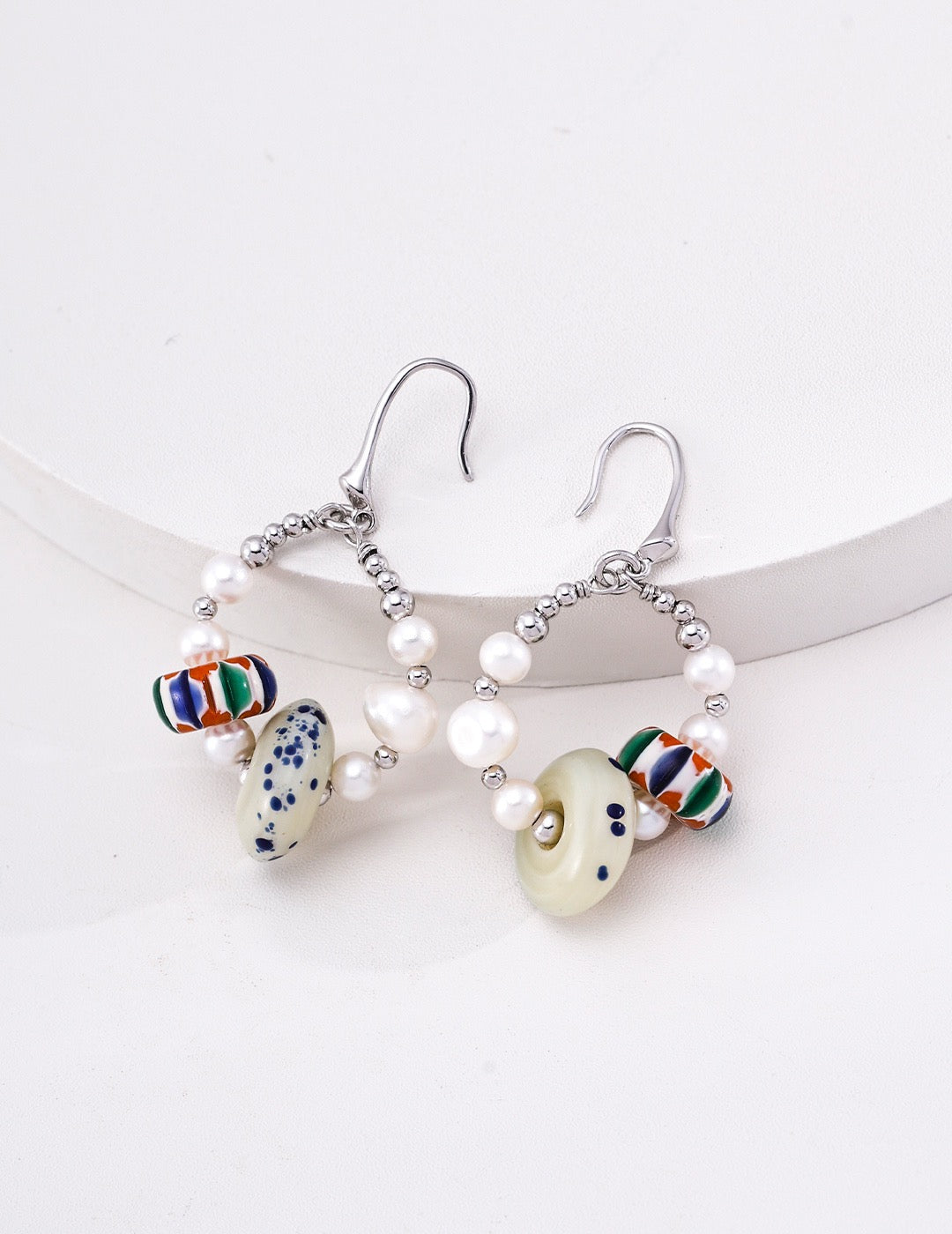Pearl Nepalese Handmade Glass Earrings