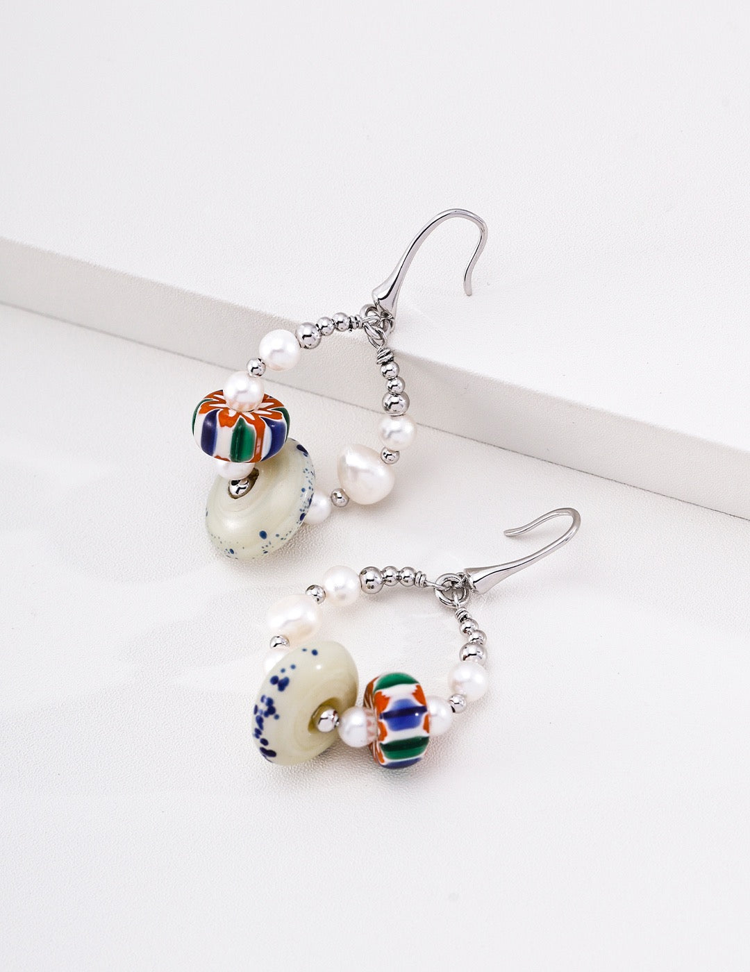 Pearl Nepalese Handmade Glass Earrings