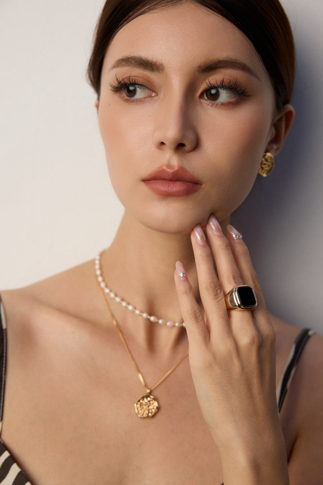 S925 Sterling Silver Minimalist Black Onyx Signet Ring
