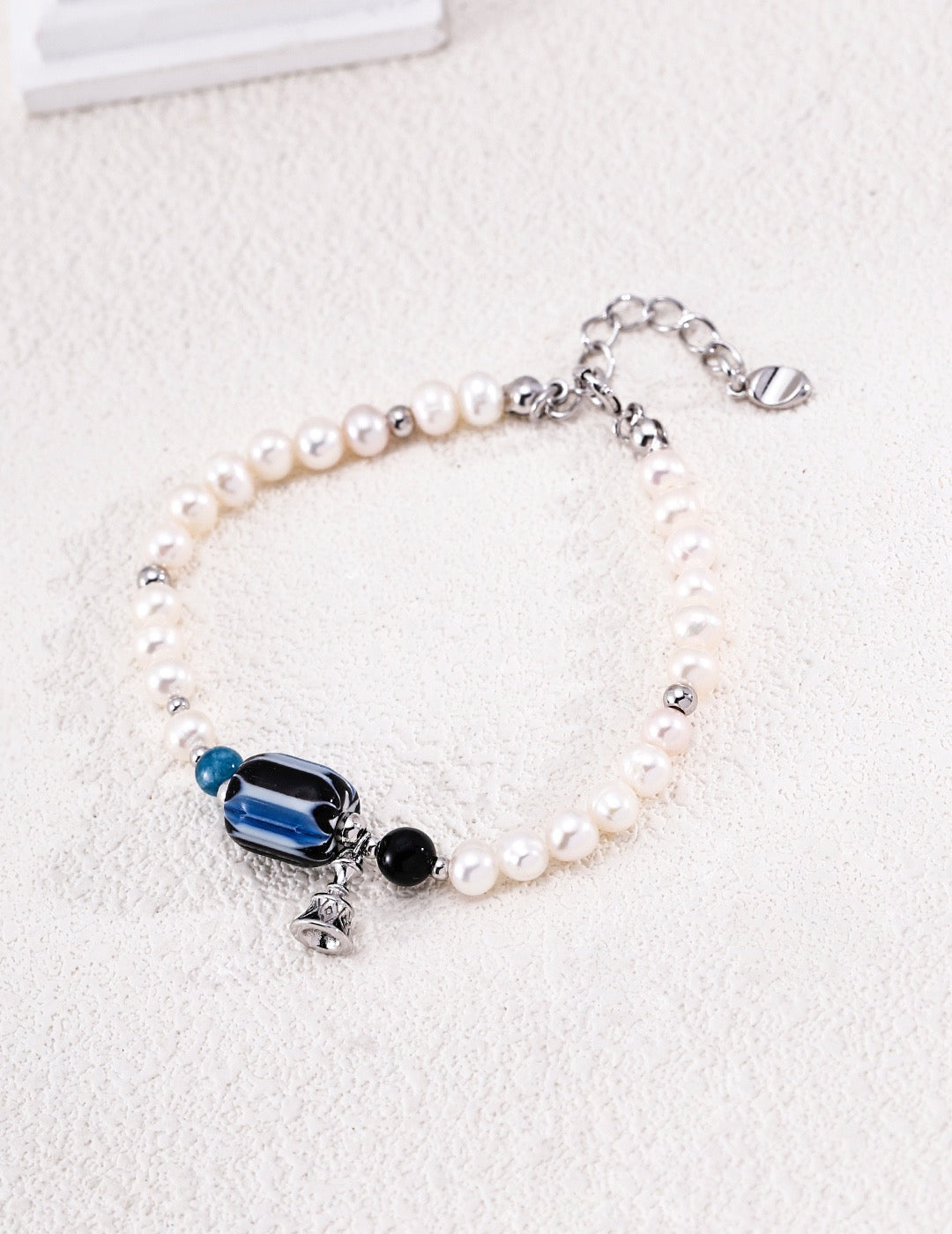 Black Onyx & Nepalese Handmade Glass Bracelet