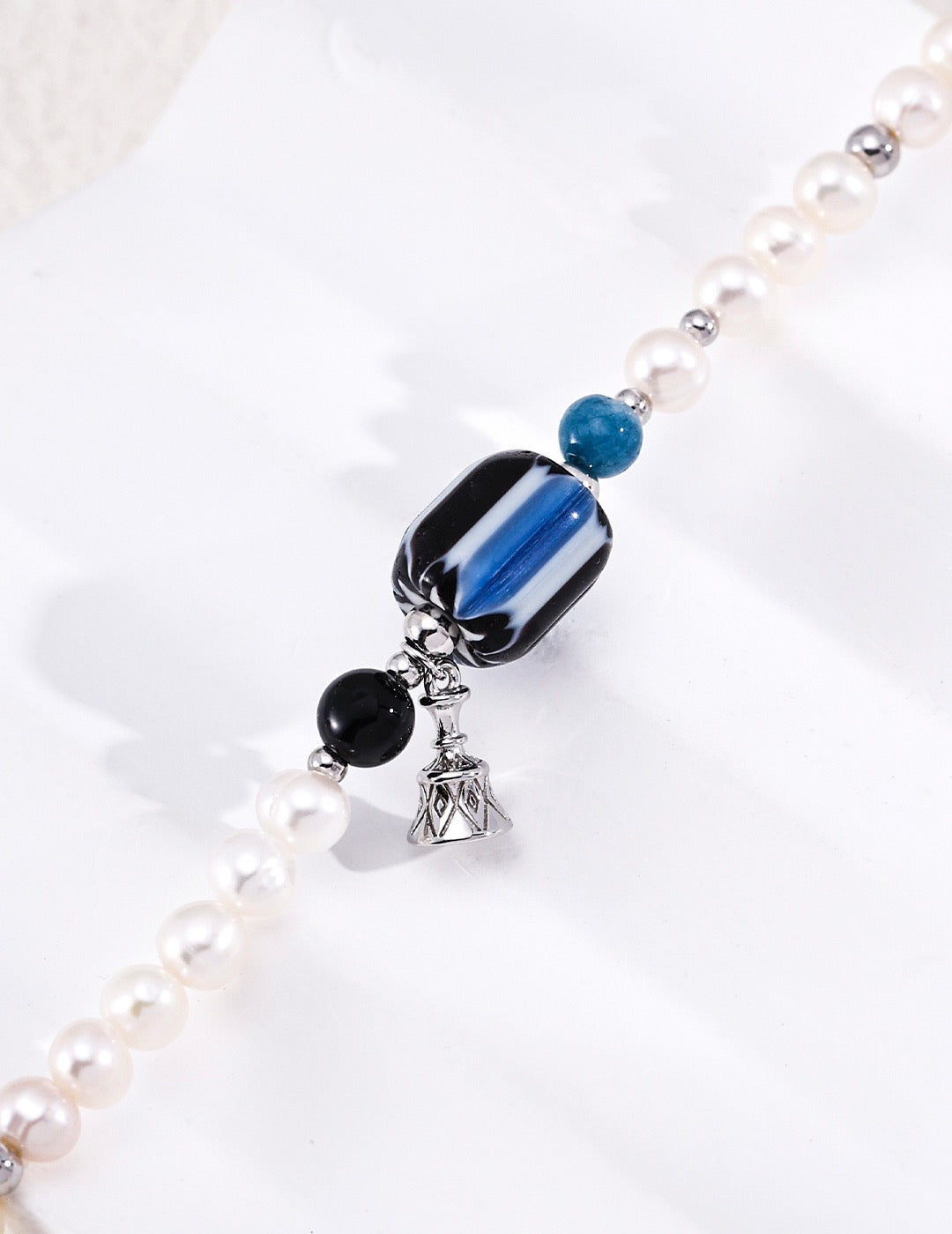 Black Onyx & Nepalese Handmade Glass Bracelet