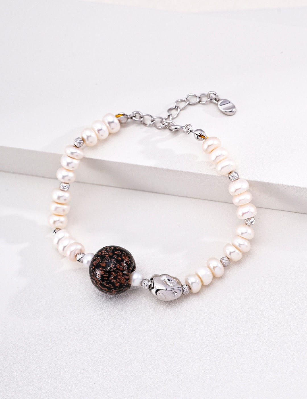 Natural Pearl & Nepalese Handmade Glass Bracelet