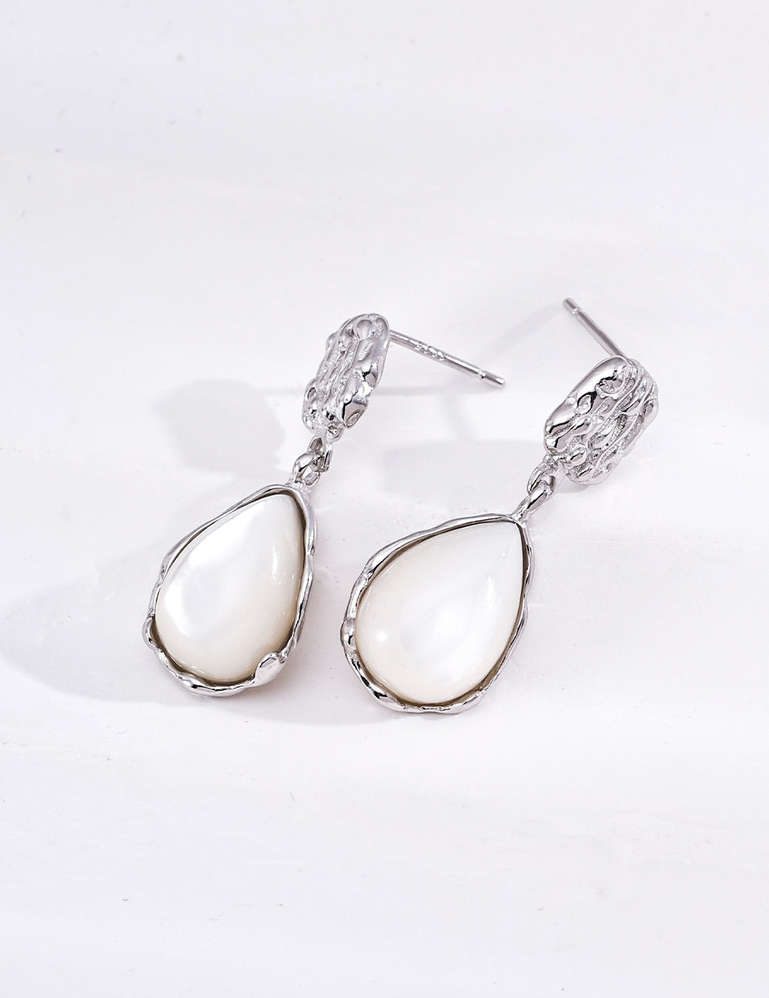 Hand-Carved Earrings with Mother of Pearl & Tiger's Eye Stones