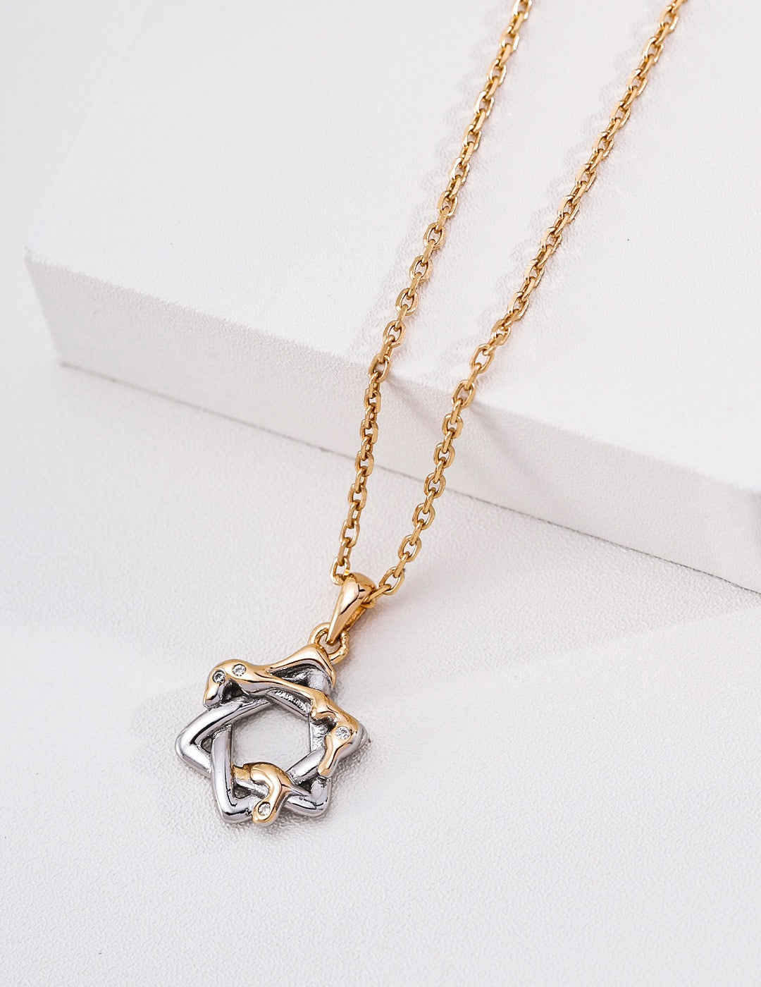 Unique Star Intertwined Zircon Necklace | S925 Sterling Silver Vintage Style