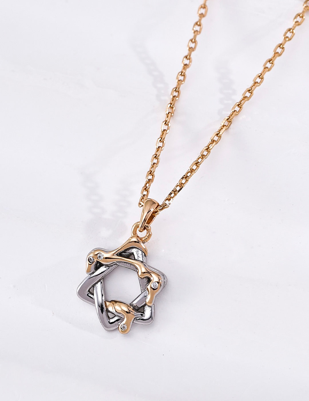 Unique Star Intertwined Zircon Necklace | S925 Sterling Silver Vintage Style