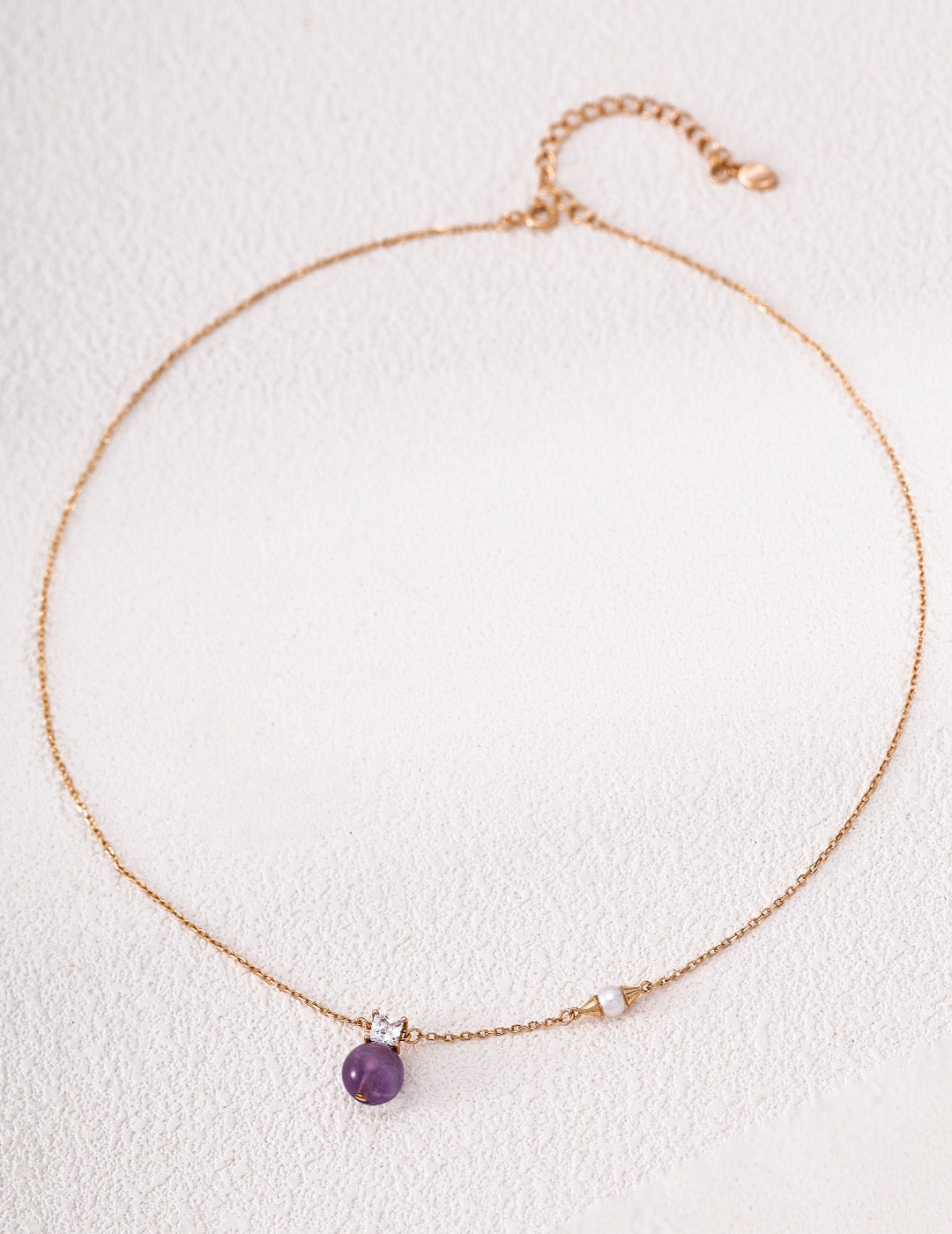 Amethyst & Baroque Pearl Necklace, Minimalist Ins Style for Daily Commute Wear