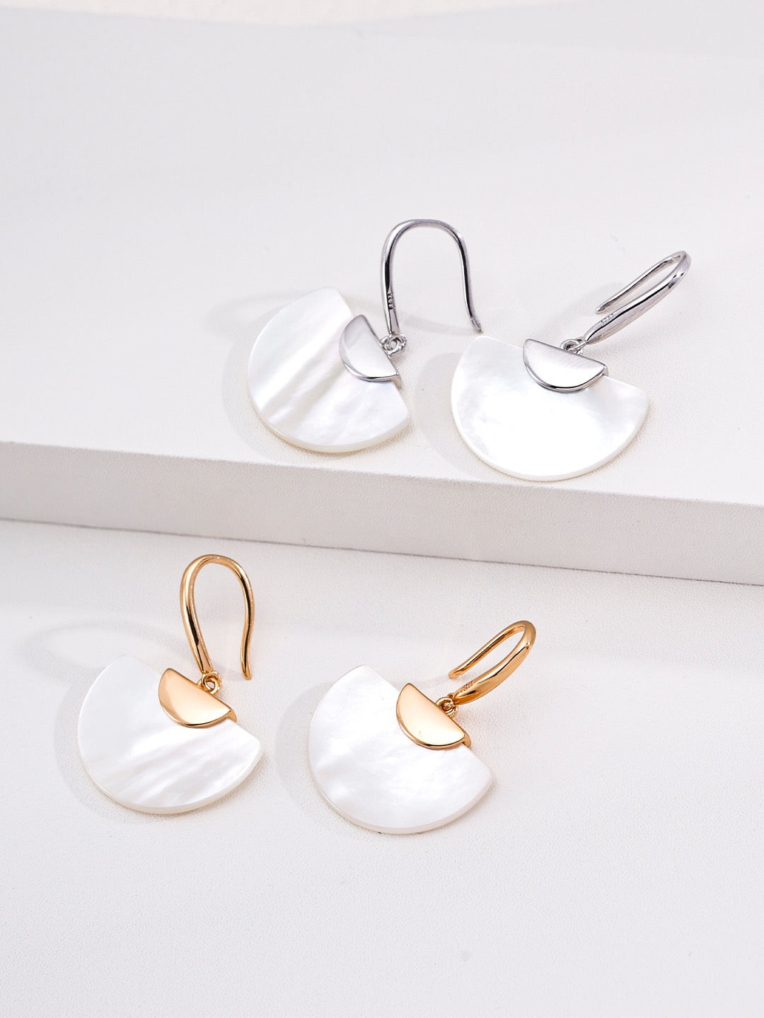 Gentle Style Sterling Silver White Shell Stud Earrings