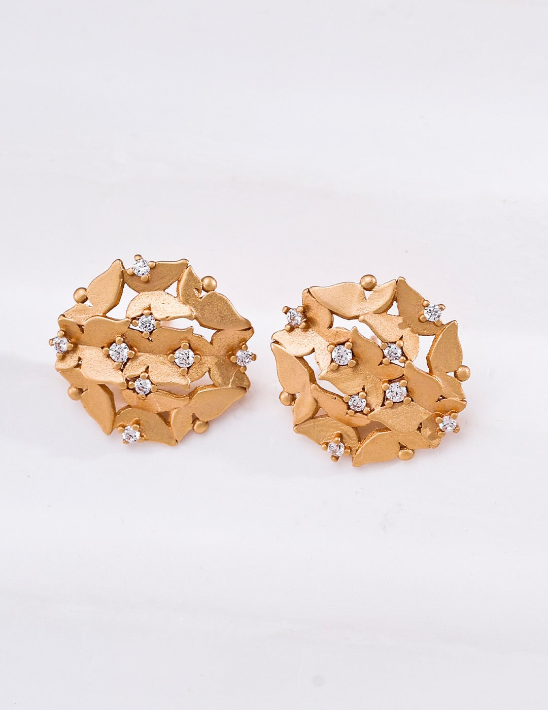 S925 Sterling Silver Butterfly Stud Earrings, Cubic Zirconia Flower Cluster Earrings, Vintage Gold & Platinum Plated