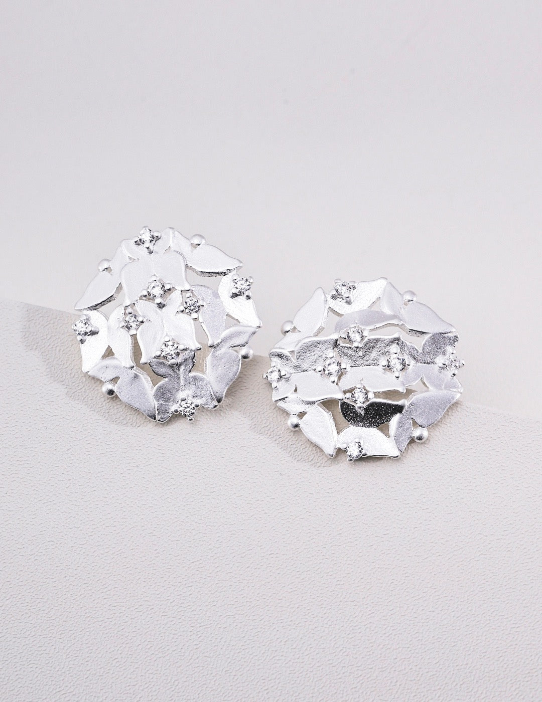 S925 Sterling Silver Butterfly Stud Earrings, Cubic Zirconia Flower Cluster Earrings, Vintage Gold & Platinum Plated