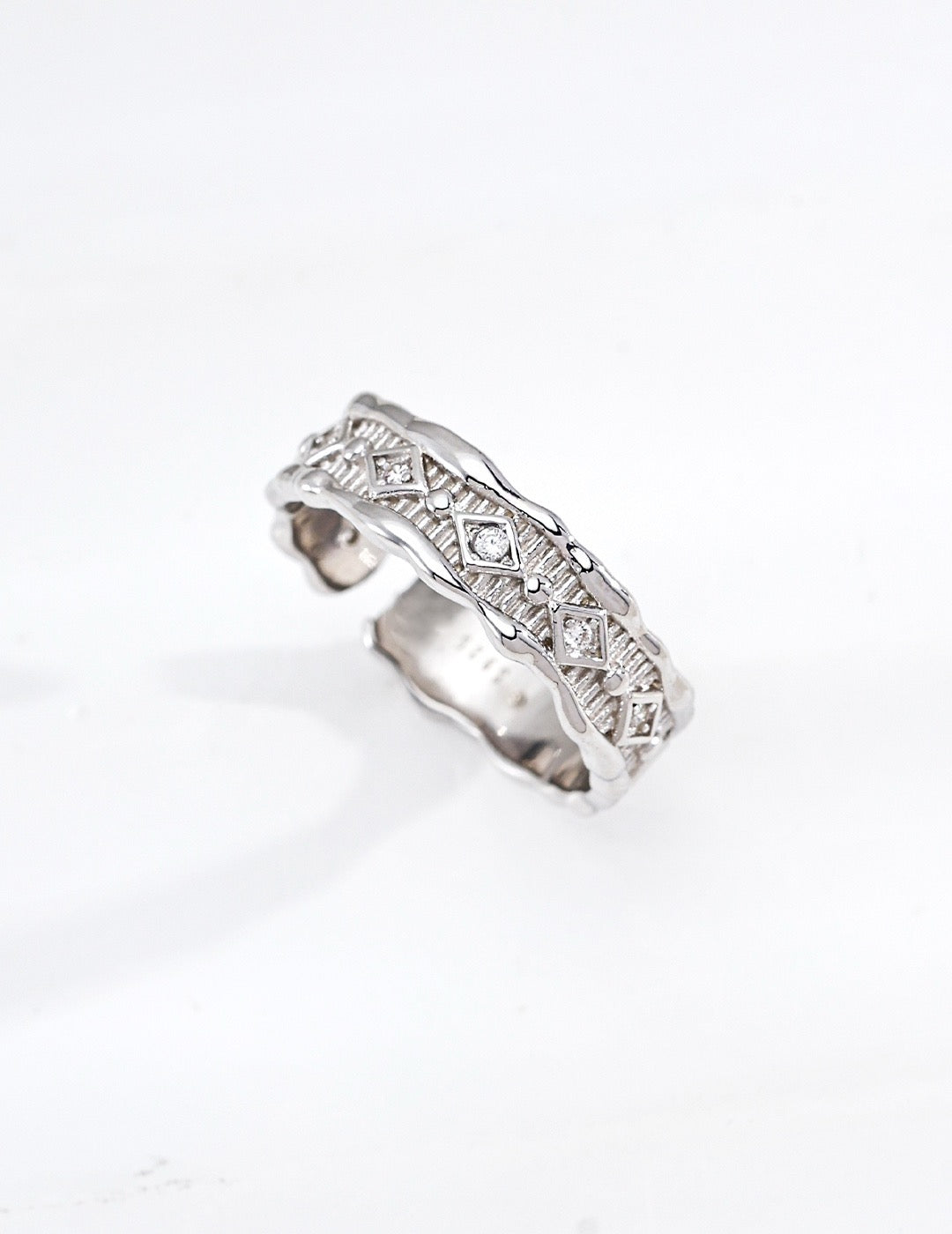 Vintage Zircon Ring | S925 Sterling Silver Adjustable Band