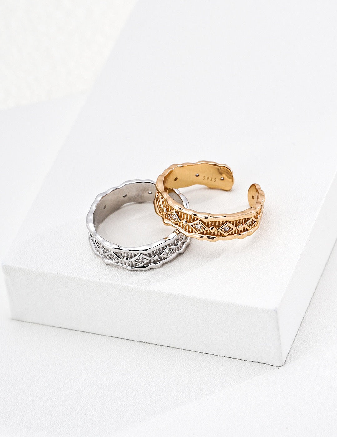 Vintage Zircon Ring | S925 Sterling Silver Adjustable Band