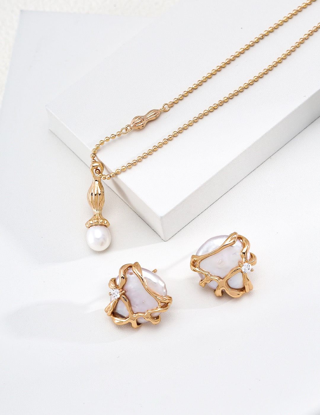 Peanut‑Gourd Natural Pearl Necklace | S925 Silver