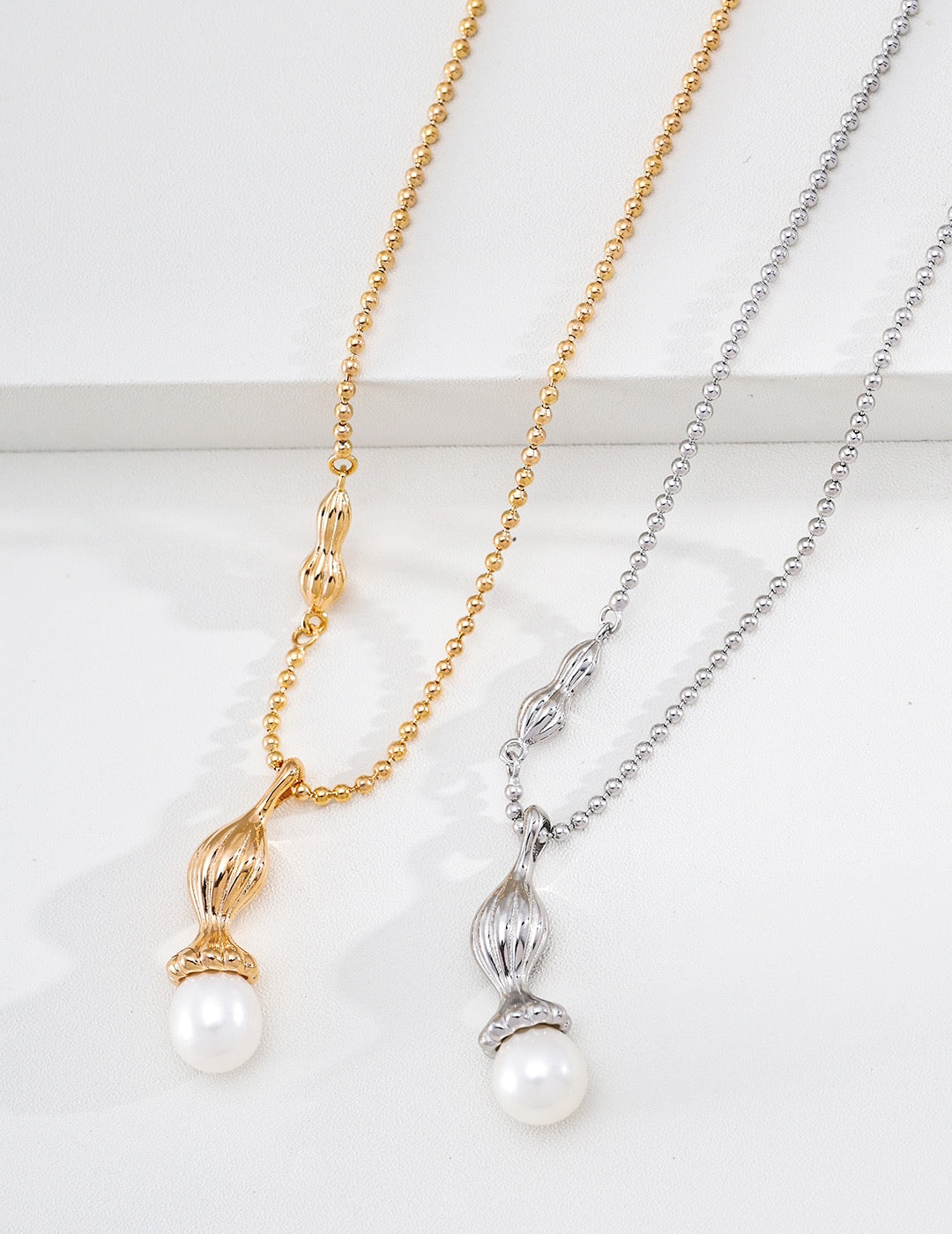 Peanut‑Gourd Natural Pearl Necklace | S925 Silver